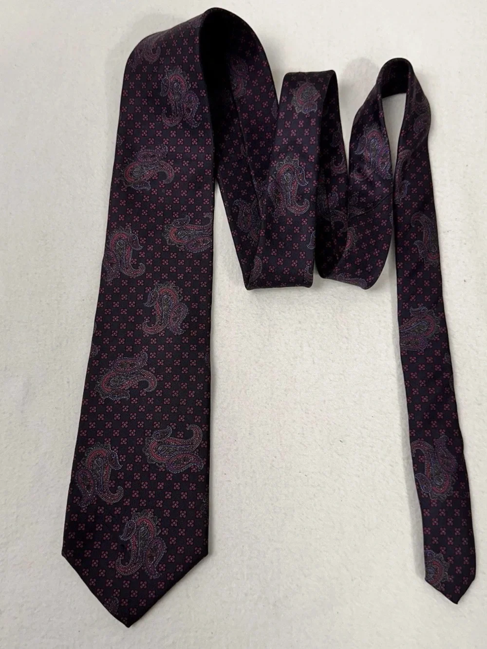 Classic Navy Paisley Silk Tie -DAKS Vintage Silk Tie Men's Paisley